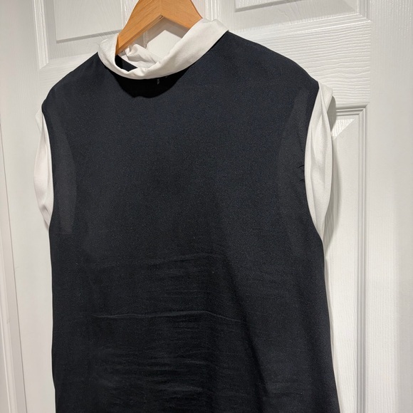 Laura Plus Black and White Button-Down Sleeveless Shirt Blouse Collar Wide Strap - Picture 6 of 9